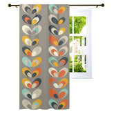 Denmark Pastels, Scandinavian Flower, Grayish Brown, Mint Green, Orange, Yellow Curtain, Single Panel Curtains W42"x L84"