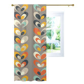 Denmark Pastels, Scandinavian Flower, Grayish Brown, Mint Green, Orange, Yellow Curtain, Single Panel Curtains W42"x L96"