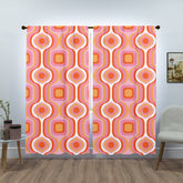 Mid Century Modern Curtains, MCM Mid Mod Pink, White, Yellow Googie, Abstract, Geometric Retro Window Curtains (two panels) Curtains W84"x L84"