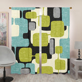 Mid Century Modern Home Décor, Abstract, Gray, Black, Lime Green, Teal, Blackout Livingroom, Bedroom California Modern Retro Curtains Window Curtains 96 inches Long Curtains W84"x L96"
