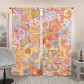 Retro Livingroom, Bedroom, Kitchen, Pink Paisley, Flower Power, Mid Mod Window Curtains (two panels) Curtains W84"x L96"