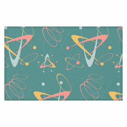 Abstract Mid Century Modern, Atomic Space Age, 50s Pink, Yellow, Ice Blue, Retro MCM Dornier Rug Home Decor White / 20&quot; × 32&quot;