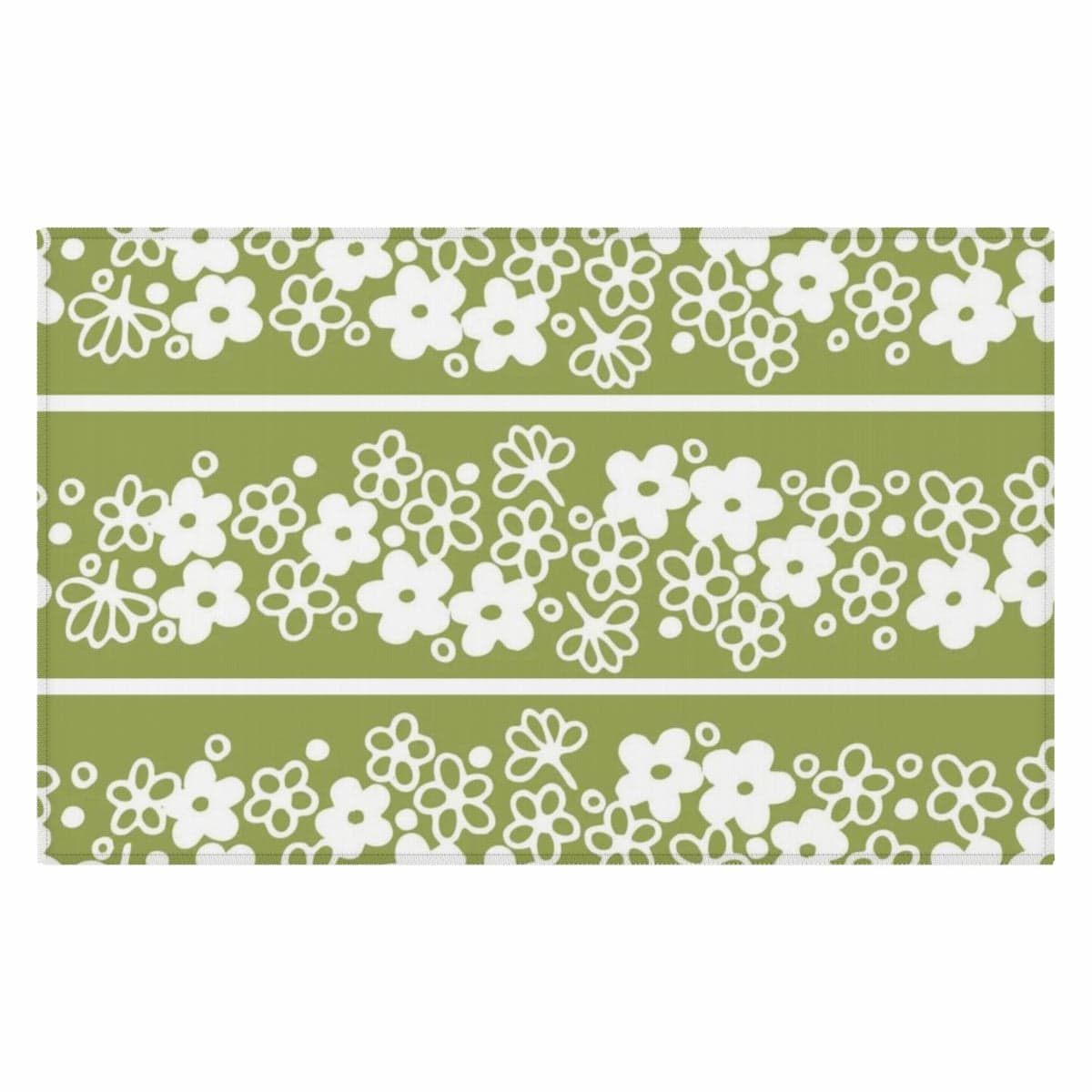 Verde Green Mod Daisy Spring Blossom Retro Flowers Area Rug Home Decor White / 20&quot; × 32&quot;