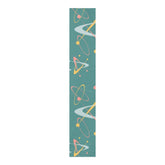 1950s Atomic Table Runner, Teal, Pink, Yellow Boomerang Abstract Retro Kitchen White / 90&