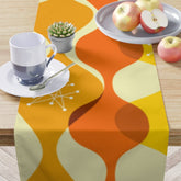 Atomic Retro Groovy Mustard Yellow, Orange Mid Century Modern Table Runner Home Decor White / 90&